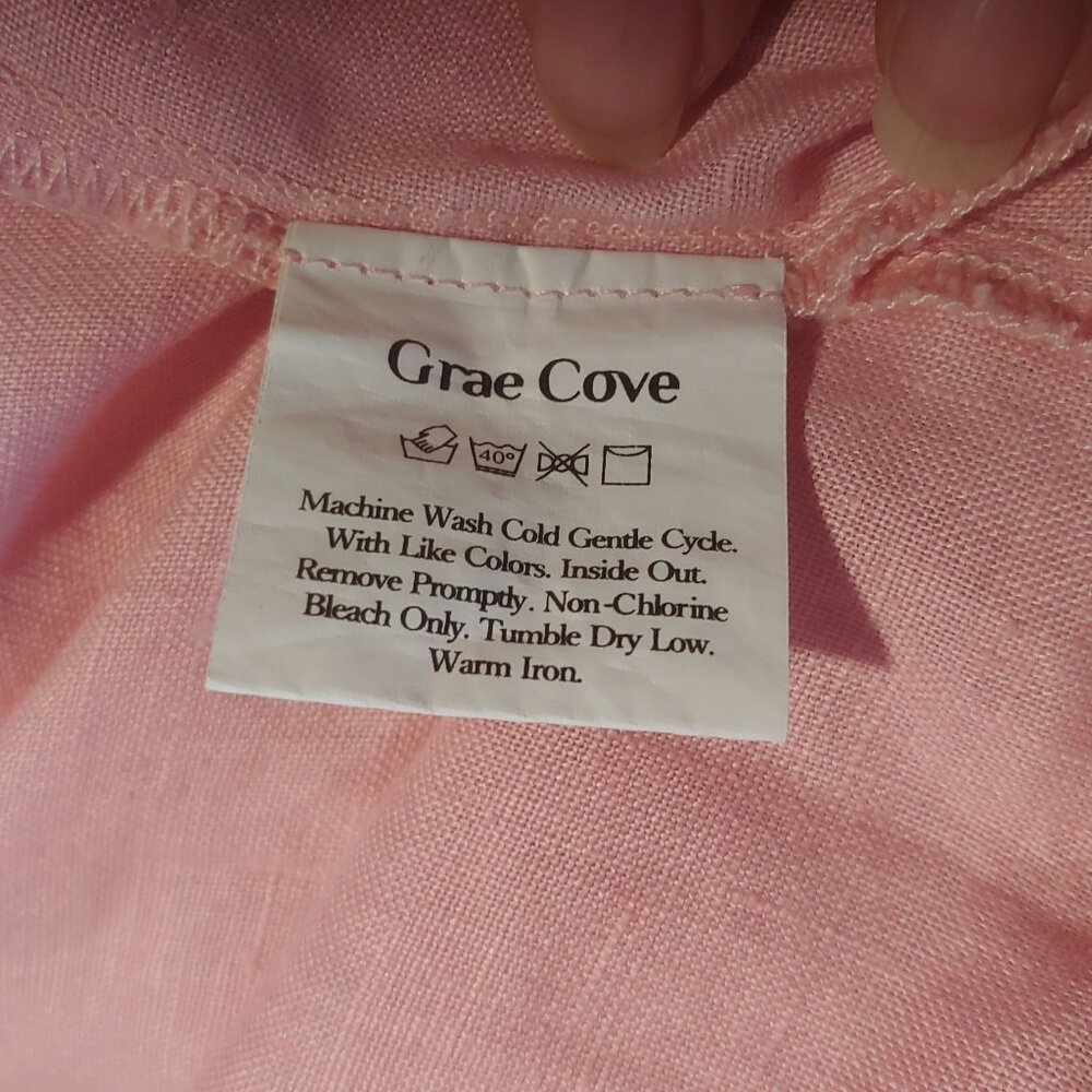 Grae Cove Baby Link Linen Peter Pan Collar S-Sleeve Lagenlook Cottage Dress XXL - Picture 13 of 14
